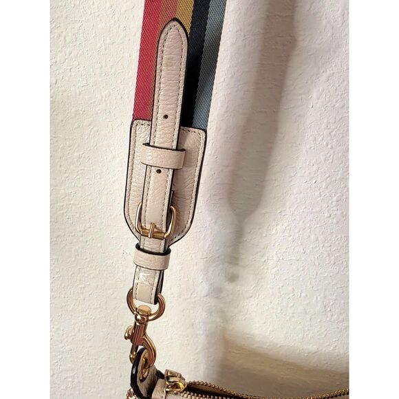 Coach Jess Baguette Pebble Leather Rainbow Strap Crossbody Bag White - Picture 15 of 16